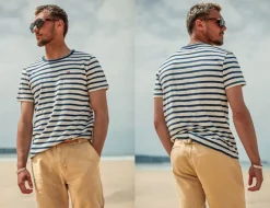 &SONS Tops></noscript>Breton Striped T Shirt Blue