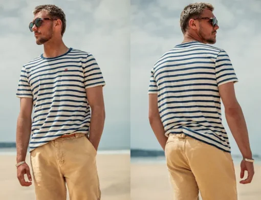 &SONS Tops>Breton Striped T Shirt Blue