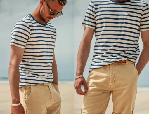 &SONS Tops>Breton Striped T Shirt Blue