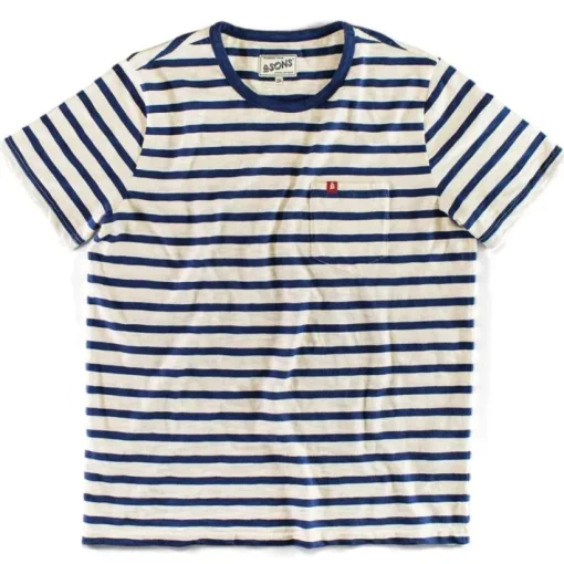 &SONS Tops>Breton Striped T Shirt Blue