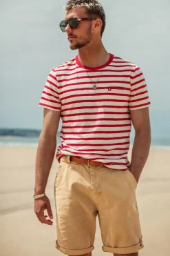 &SONS Tops>Breton Striped T Shirt Red