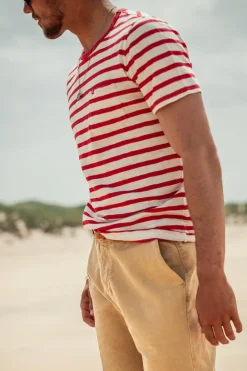 &SONS Tops>Breton Striped T Shirt Red