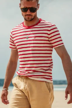 &SONS Tops></noscript>Breton Striped T Shirt Red