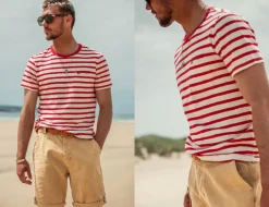 &SONS Tops></noscript>Breton Striped T Shirt Red