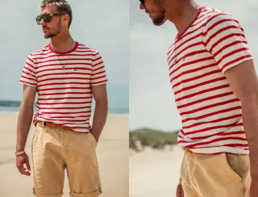 &SONS Tops>Breton Striped T Shirt Red
