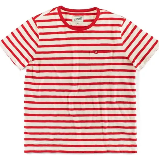 &SONS Tops>Breton Striped T Shirt Red