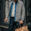 &SONS Jackets & Coats>Pioneer British Wool Cardigan Grey