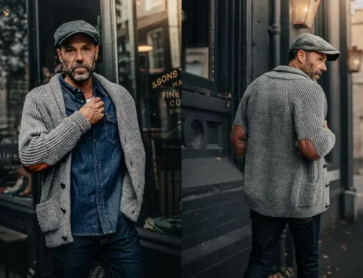 &SONS Jackets & Coats>Pioneer British Wool Cardigan Grey