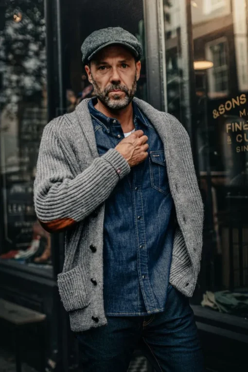 &SONS Jackets & Coats>Pioneer British Wool Cardigan Grey