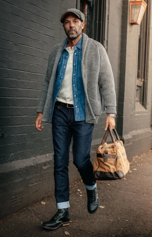 &SONS Jackets & Coats>Pioneer British Wool Cardigan Grey