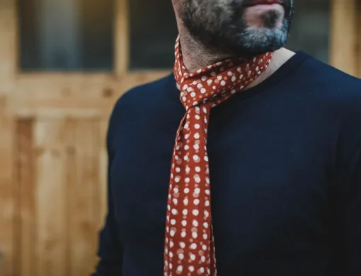&SONS Scarves>Rust Dot Japanese Scarf