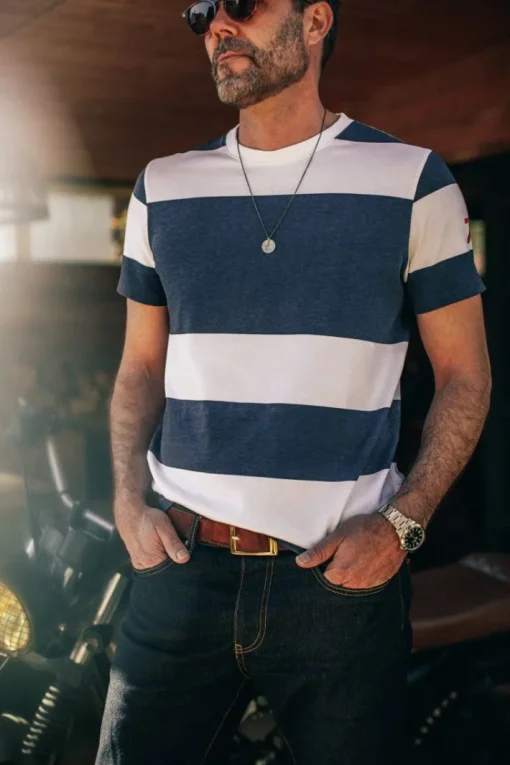 &SONS Tops>75 T-Shirt Indigo Stripe