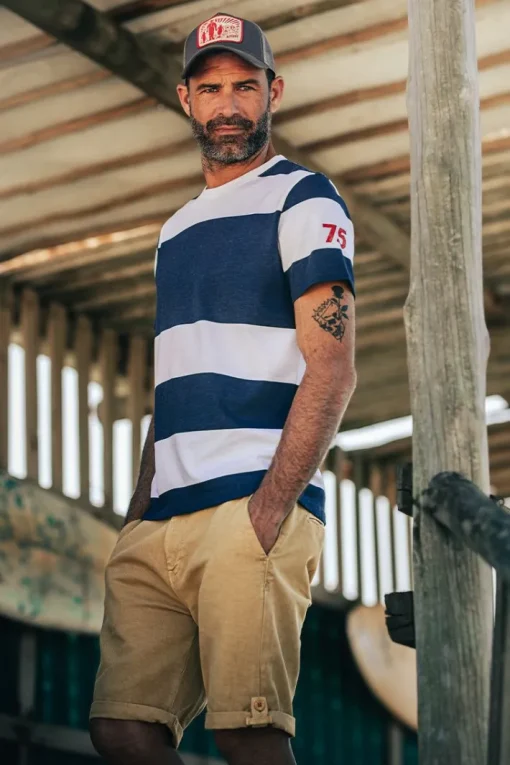&SONS Tops>75 T-Shirt Indigo Stripe