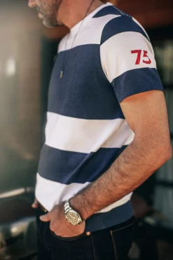 &SONS Tops></noscript>75 T-Shirt Indigo Stripe