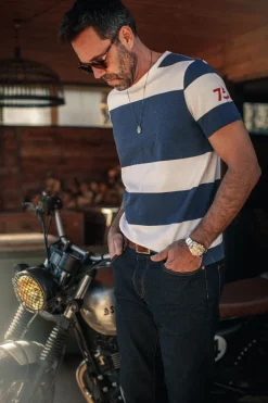 &SONS Tops></noscript>75 T-Shirt Indigo Stripe