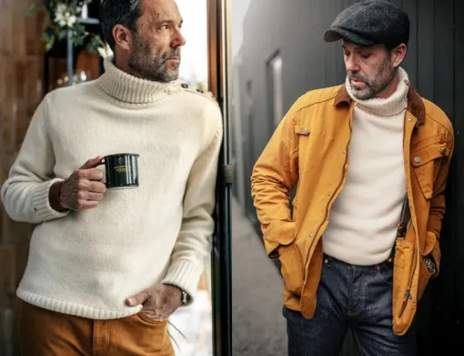 &SONS Jackets & Coats>Ahab Submariner Rollneck Jumper Ecru