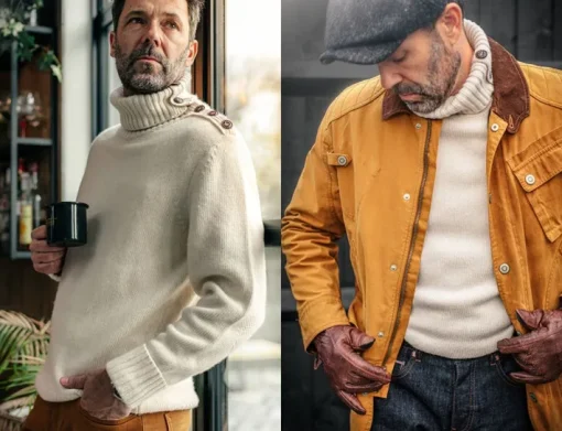 &SONS Jackets & Coats>Ahab Submariner Rollneck Jumper Ecru