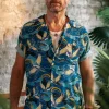 &SONS Tops>Aloha Crane Club Shirt Blue