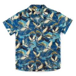 &SONS Tops></noscript>Aloha Crane Club Shirt Blue
