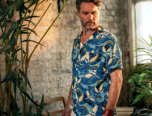 &SONS Tops>Aloha Crane Club Shirt Blue
