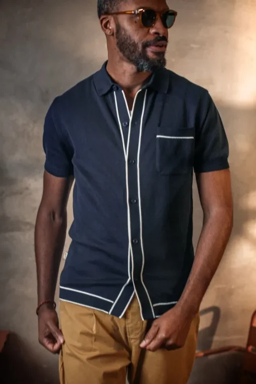&SONS Tops>Dean Polo Navy