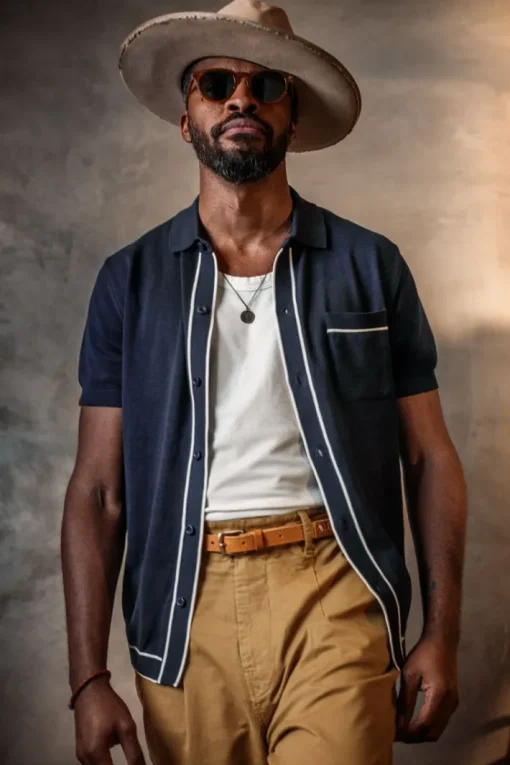 &SONS Tops>Dean Polo Navy