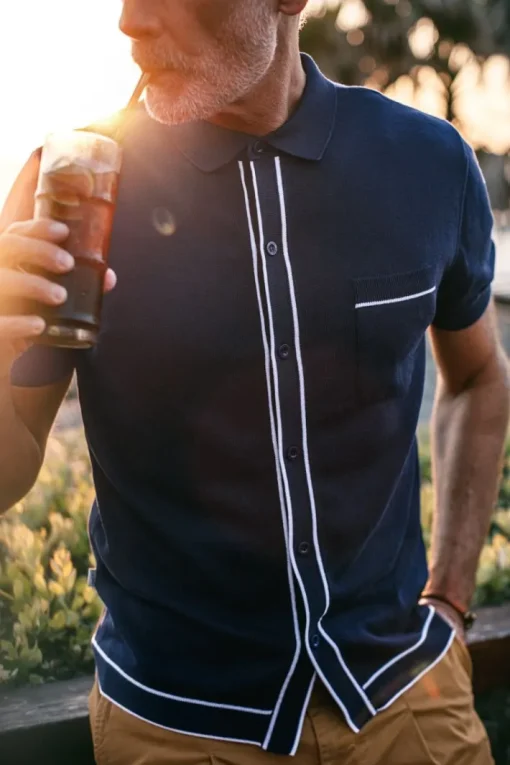 &SONS Tops>Dean Polo Navy