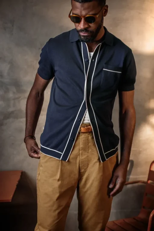 &SONS Tops>Dean Polo Navy