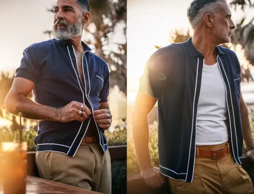&SONS Tops>Dean Polo Navy
