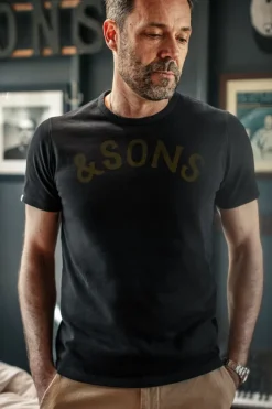 &SONS Tops>Original Old Yellow Logo T-Shirt Black