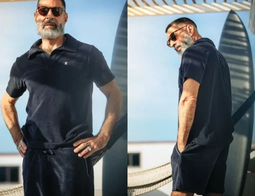&SONS Tops>Solar Polo Navy