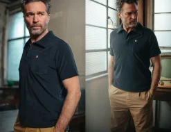 &SONS Tops></noscript>Solar Polo Navy