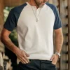 &SONS Tops>The Chariot Henley Shirt Raw/Indigo