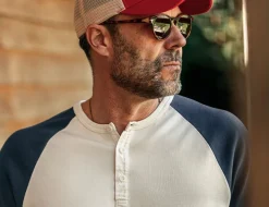 &SONS Tops></noscript>The Chariot Henley Shirt Raw/Indigo