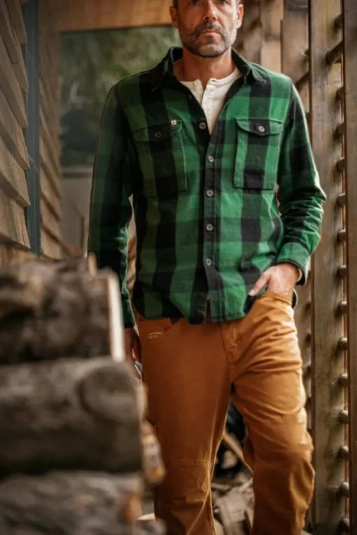 &SONS Jackets & Coats>Yukon Flannel Field Shirt Green