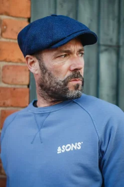 &SONS Knitwear>The London Baker Boy Hat- Blue Indigo