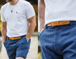 &SONS Leather Goods></noscript>Virgil Thin Tan Leather Belt