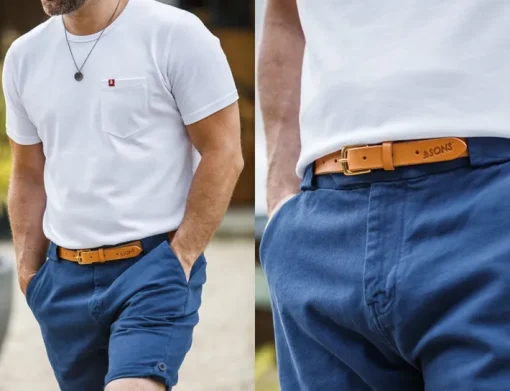 &SONS Leather Goods>Virgil Thin Tan Leather Belt