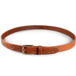 &SONS Leather Goods></noscript>Virgil Thin Tan Leather Belt